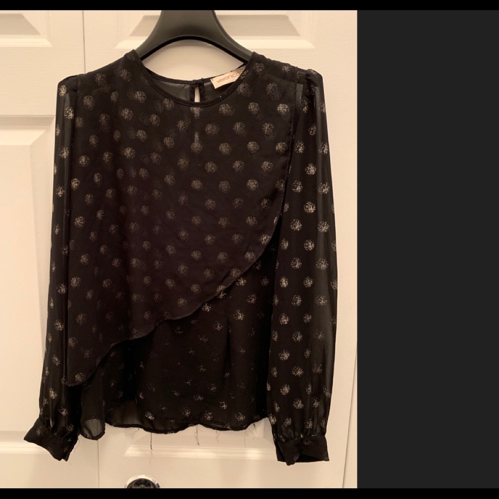 Sheer Black Blouse with Gold